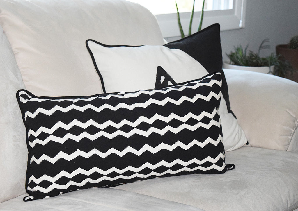 Cotton Lumbar Pillow | Geri Black