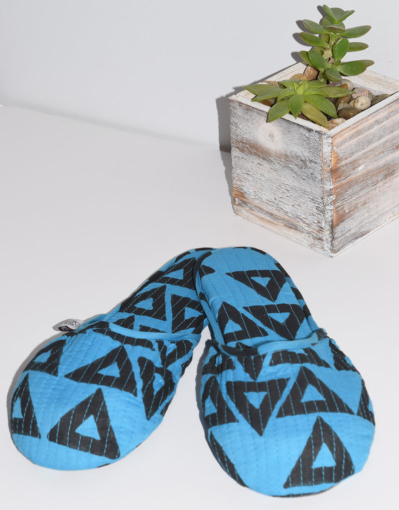 House Slippers | Triangles Azure