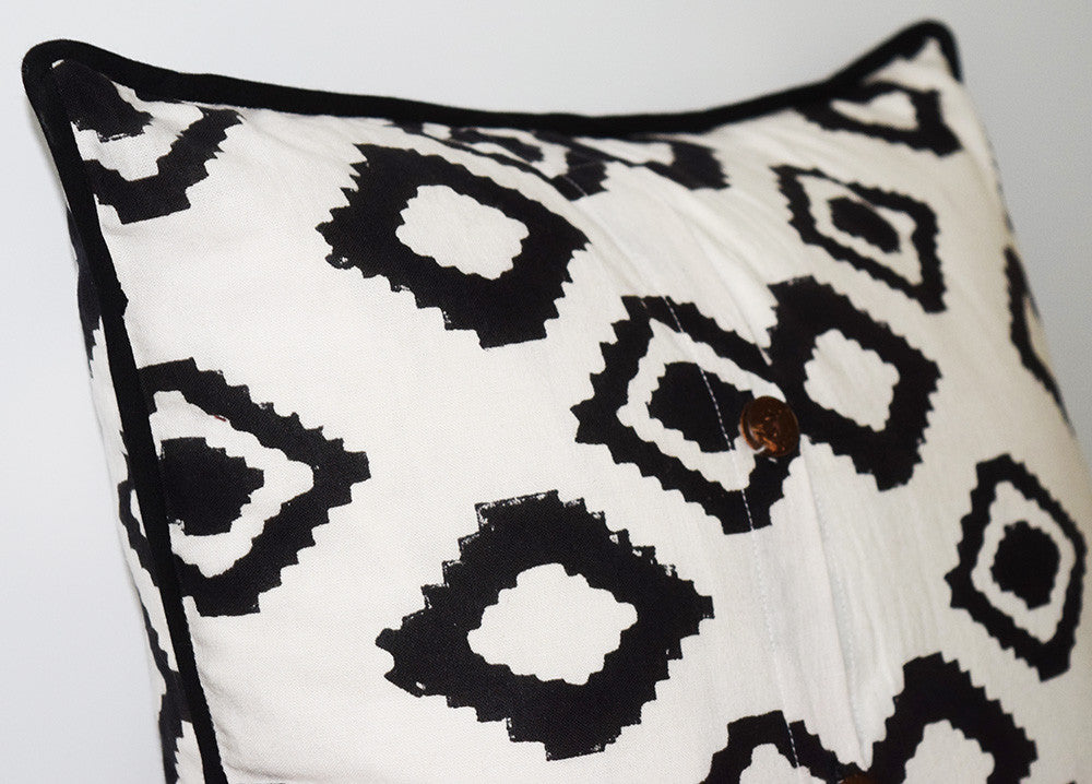 Cotton Throw Pillow | Bali White + Black