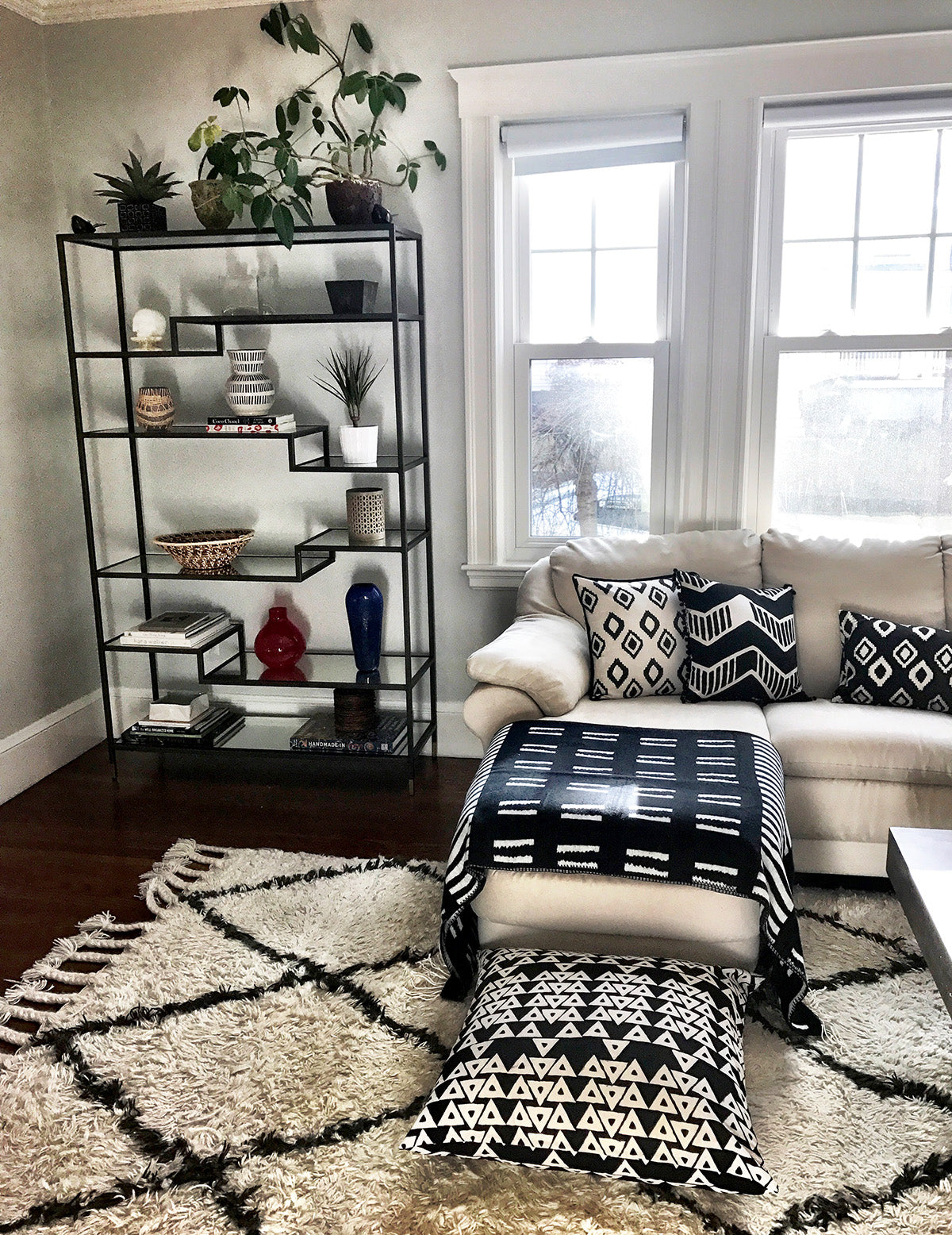 Cotton Floor Pillow | Anushka Black + White