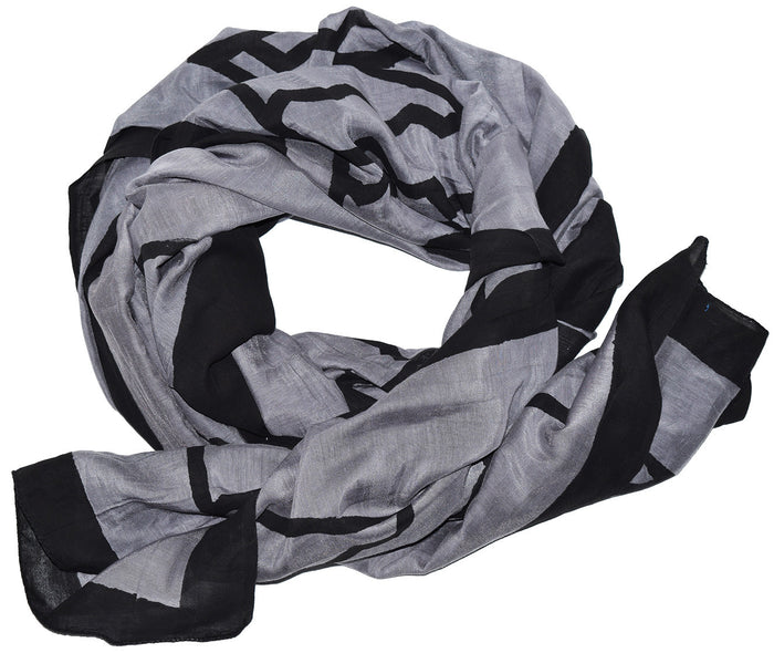 Cotton Silk Scarf | Triangles Gray