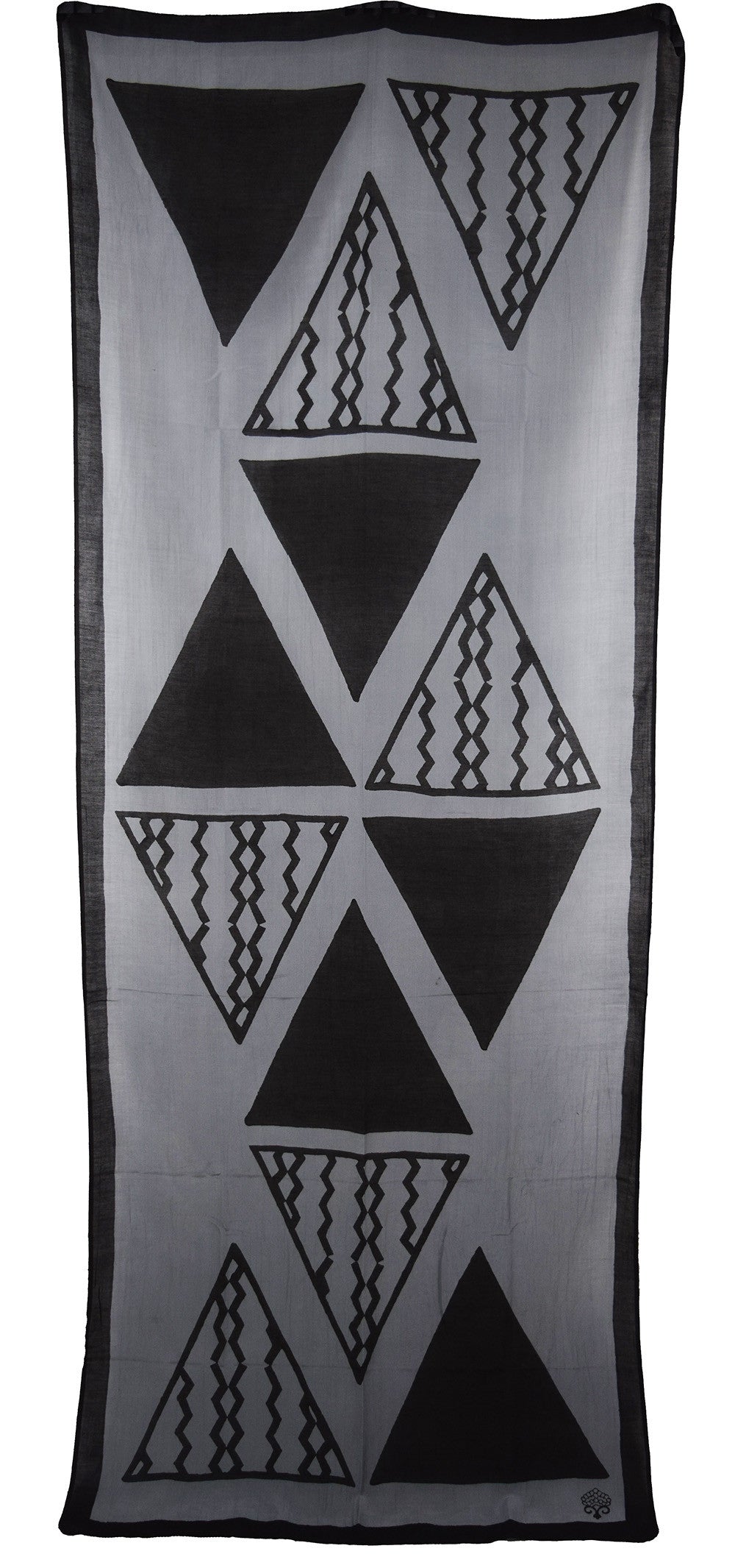 Cotton Silk Scarf | Triangles Gray