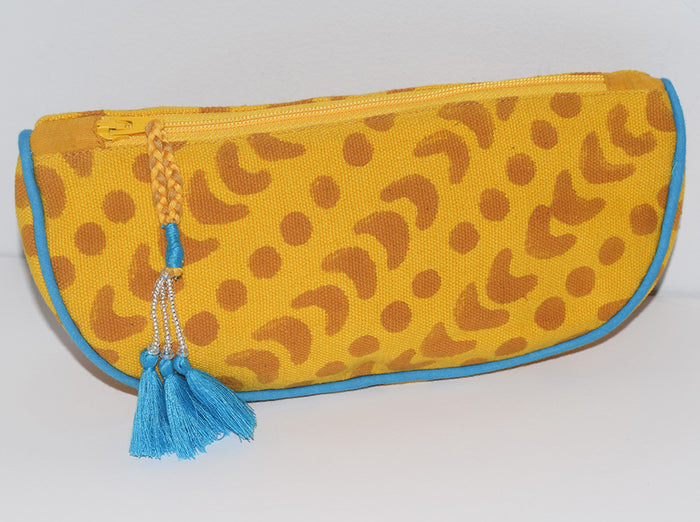 Canvas Cosmetic Pouch | Crescent Dot Yellow