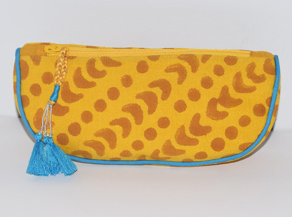 Canvas Cosmetic Pouch | Crescent Dot Yellow