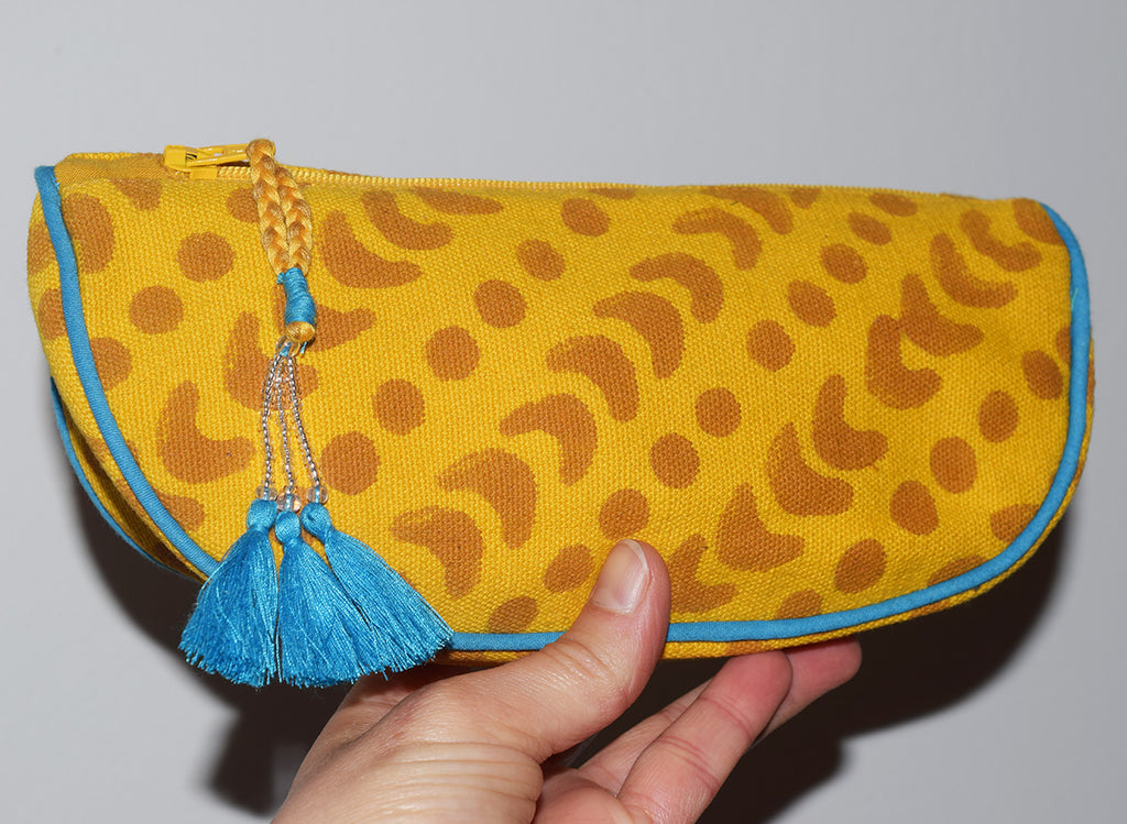 Canvas Cosmetic Pouch | Crescent Dot Yellow