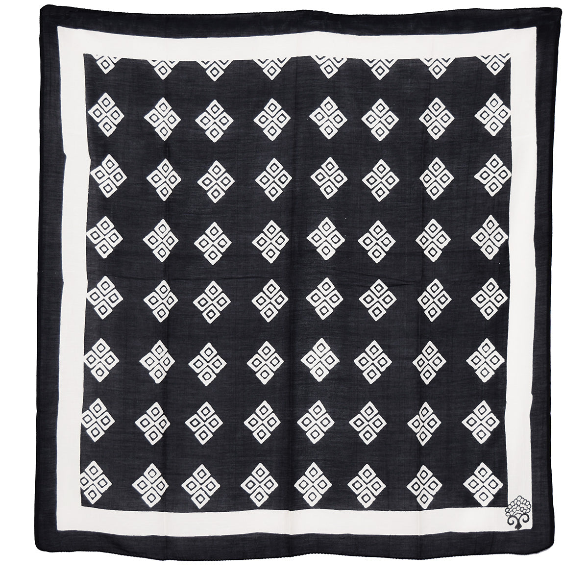 Cotton Silk Square Square Scarf | Frida Black