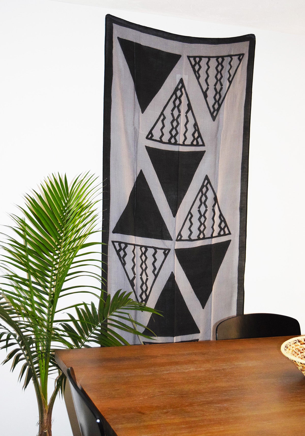 Cotton Silk Scarf | Triangles Gray