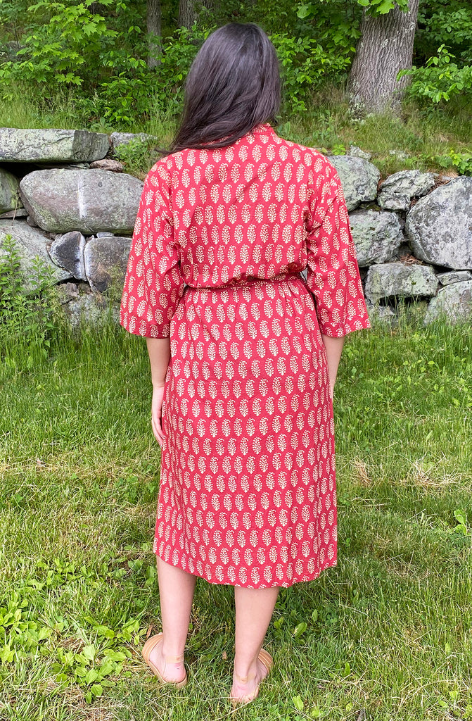 Kerala Long Robe | Mini Leaf Saffron