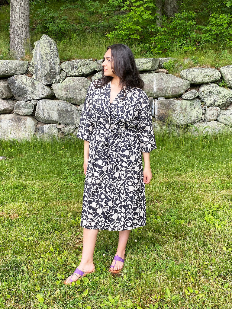 Kerala Long Robe | Shadow Floral Coal