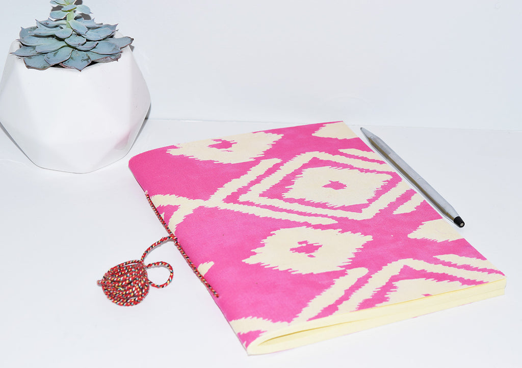 Handmade Paper Softcover Journal | Kuta Ikat Fuchsia