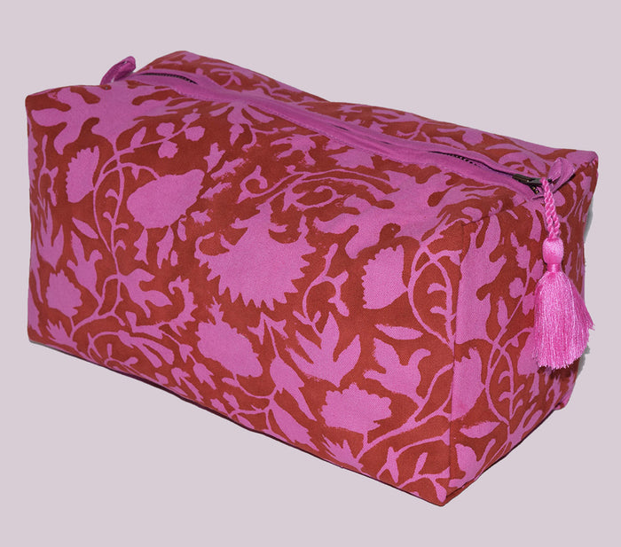 Large Canvas Waterproof Toiletry Bag | Shadow Floral Fuchsia