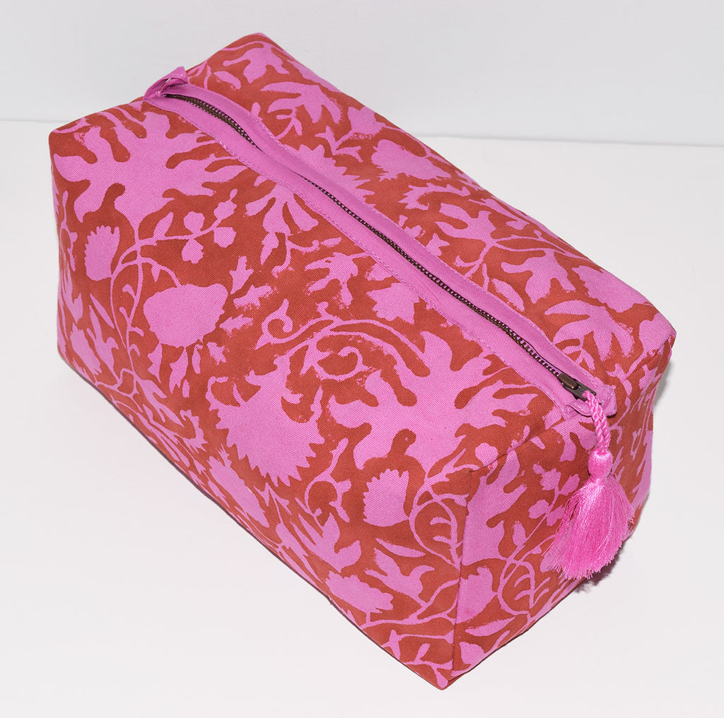 Large Canvas Waterproof Toiletry Bag | Shadow Floral Fuchsia
