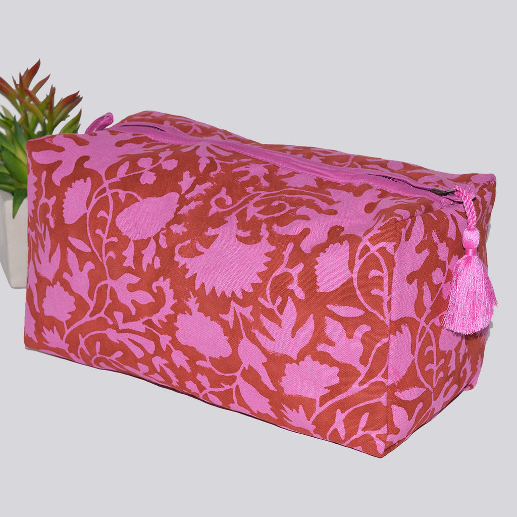 Amisha  Hand Block Print Canvas Waterproof Toiletry Bag – Amisha Design