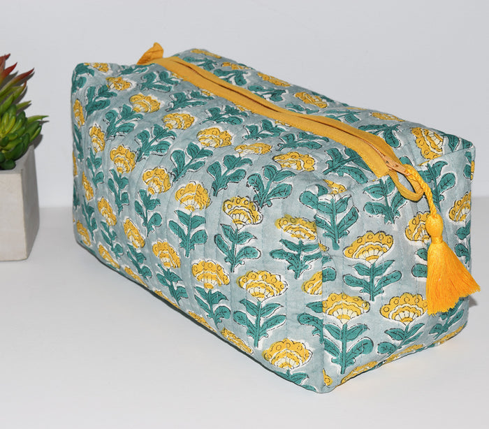 Large Waterproof Toiletry Bag | Block Floral Sage